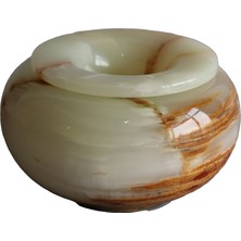 Doğal Oniks Taş Kapaklı Küllük – El Yapımı Dekoratif Taş Küllük 11X6,5 cm