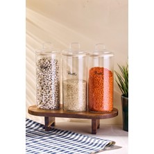 3'lü 1150 ml Şeffaf Borosilikat Cam Kavanoz, 9X20 Cm, Dayanıklı ve Şık Tasarım