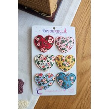 6'lı Çiçekli Kalpli Saçsız Bebek Tokası - Hediyelik Kız Bebek Az Saçlı Yenidoğan Çıtçıtlı Toka Seti