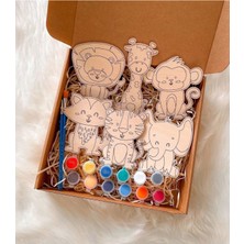 Ahşap Hayvanlar Boyama Seti, Eğitici ve Geliştirici Çocuk Oyuncağı