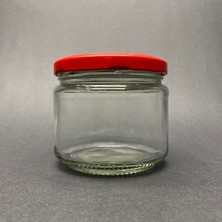 10 Adet 300 cc Cam Kavanoz, Kırmızı Metal Kapaklı, Şık ve Dayanıklı Takım