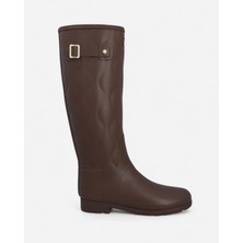 Hunter Kadın Brown Bolt Çizme Doğal Kauçuk Malzeme ile Su Geçirmez Modern Tasarım