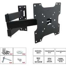 24" Hd LED Tv Için Hareketli ve Uyumlu Askı Aparatı Siyah