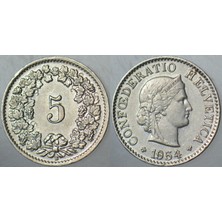 Banknoting Isviçre 5 Rappen 1954.