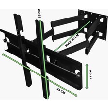 Uyumlu Hareketli Çift Kollu Tv Duvar Aparatı 32-80'' Siyah