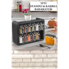 12'li Kendinden Kaşıklı Baharatlık Takımı, Tezgah Üstü Baharatlık Seti