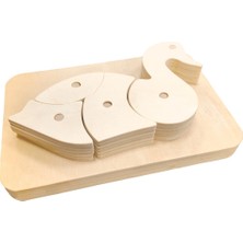 Yeşil Ahşap Geometrik Şekillerle Eşleştirme ve Dizilim Oyunu