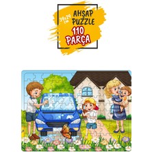 Sevimli Aile Ahşap Puzzle 110 Parça, Bahçe ve Ev Aktiviteleri Için Eğlenceli Oyun