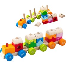 Renkli Ahşap Tren Oyuncak Seti, Çocuklar Için Eğlenceli ve Güvenli Tasarım