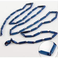 Erkek Lacivert Çelik Kolye