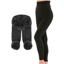Momslab Kadın Siyah Içi Peluşlu Kışlık Termal Tayt