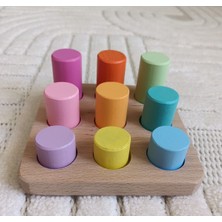 9 Renkli Eşleştirme Silindir Seti, Öğrenme ve Gelişim Için Eğlenceli Aktivite