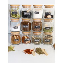 Vakum Kapaklı 300 ml Kavanoz Seti ve Mini Baharat Kaşığı 12 Parça