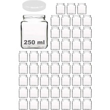 250 ml Şeffaf Kare Kavanoz, Beyaz Kapak, 50 Adet