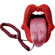 Parlak Taşlı Dekoratif Dudak Tasarımlı Şık Telefon Aksesuarı