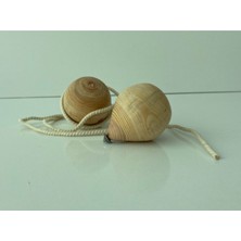 Kahverengi Ahşap Topaç, Boyasız, Geleneksel ve Nostaljik Tasarım, 2 Metre Ipli Set