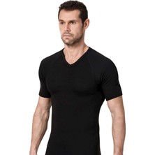 Namaldı Erkek Siyah Kısa Kollu V Yaka Termal Fanila