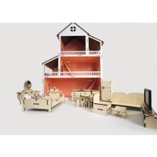 Beyaz Ahşap Portatif Bebek Evi, Eğlenceli ve Güvenli Oyun Alanı