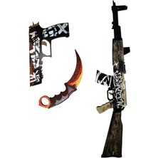 Renkli Ahşap AK47 Wasteland Rider Kaplama Oyuncak Seti