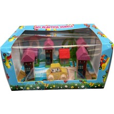 Renkli Ahşap Oyun Evi ve Şehir Seti, Eğlenceli ve Öğretici Çocuk Oyunu