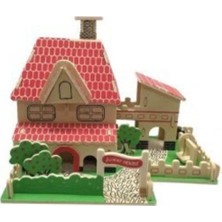 Ahşap 3D 2'li Ev Maketi, Beyaz Dekorasyon Parçası