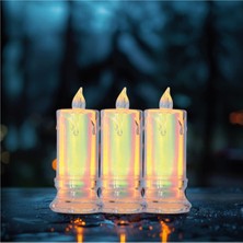 Turuncu LED Mum, Sıcak ve Şık Dekoratif Işık, Ev ve Davet Süslemesi