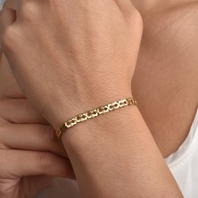 14 Ayar Altın Kaplama Italyan Gösterişli ve Hafif Gümüş Bileklik - BP00101