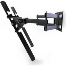 Uyumlu Hareketli Çift Kollu Televizyon Duvar Aparatı 37-55 Inç Siyah