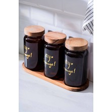 Kahverengi 19 cm Kapaklı Kavanoz Seti, Şık ve Kullanışlı Mutfak Aksesuarları