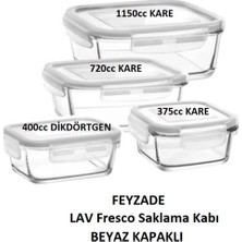 Kilitli Cam Saklama Kabı Seti 4'lü Beyaz Kapak, Çeşitli Boyutlar