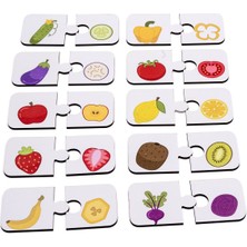 Ahşap Sebze ve Meyve Puzzle Seti, Çocuklar Için Eğlenceli Öğrenme Oyunu