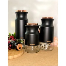 Şık Siyah 3'lü Kavanoz Seti, Saklama ve Dekorasyon Için Uygun