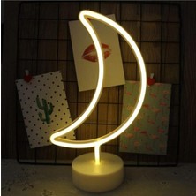 Yarım Ay Neon LED Masa Lambası, Dekoratif ve Parlak Işıklı Aydınlatma Aparatı