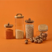 4'lü Cam Kavanoz Seti, Şeffaf ve Açık Kahverengi, Şık ve Pratik Saklama Çözümü