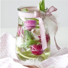 1750 ml Cam Kavanoz Lale Serisi, 4'lü Set, Gri Renk