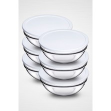 6'lı Kapaklı Saklama Kabı ve Kase Takımı, 1700CC, Beyaz