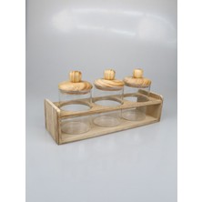 Şeffaf Ahşap Kapaklı Cam Baharatlık, Tuz ve Biberlik, Gıda Saklama Kavanozu