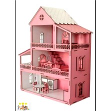 Ahşap 15'li Mobilyalı Oyun Evi Seti, Eğitici ve Dekoratif Maket Ev