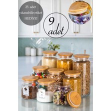 9'lu Bambu Vakumlu Kapaklı Cam Saklama Kavanozu, 3 Boyut, Şık ve Pratik Depolama Ürünü