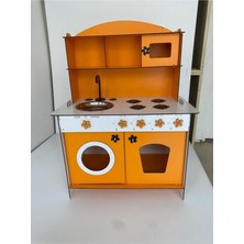 Ahşap Montessori Mutfak Dolabı, Eğitici ve Renkli Turuncu Tasarım