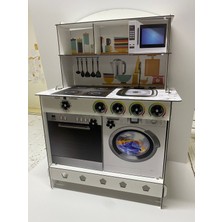 Ahşap Mutfak Oyuncağı Uv Baskılı Beyaz Renkli Eğlenceli Set
