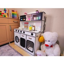 Ahşap Mutfak Seti, Montessori Tasarım, Siyah Renk, 6.4 mm Mdf, Eğlenceli Oyun Alanı