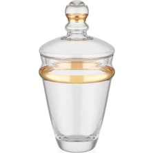 24 Ayar Altın Yaldızlı 29,5 cm 2 Parça Kapaklı Dekoratif Cam Kavanoz