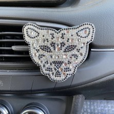 Kristal Tasli Leoparli Pleksi Havalandirma Klips Oto Kokusu Gumus Siyah