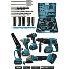 Assur 21V Darbeli Kömürsüz 5'li Set Kırıcı Delici Hilti - Taşlama - Somun Sıkma Sökme - Testere - Matkap Vidalama