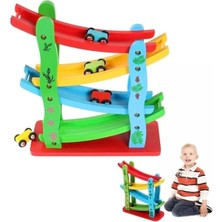 Çocuklar Için Çok Renkli Ahşap 4 Katlı Araba Yolu Kaydırma Oyunu