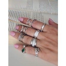 Eva Takı Store Kanat Melek Tektaş Model  Kıkırdak Kemik  Ayarlanabilir Gümüş Renkli Yüzük