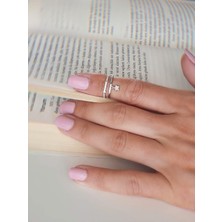 Eva Takı Store Iki Sıralı Sallantılı Yıldız  Kemik  Ayarlanabilir Silver Gümüş Renkli Yüzük