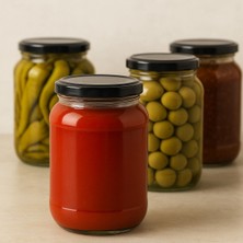 1000CC Cam Kavanoz, Siyah Kapaklı, Turşuluk ve Saklama Için Ideal