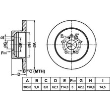 MGA-50264 - Fren Dısk Arka Duz 303-5 ( Toyota: Rav4 00 - 05 / Chery: Tıggo 07 - )